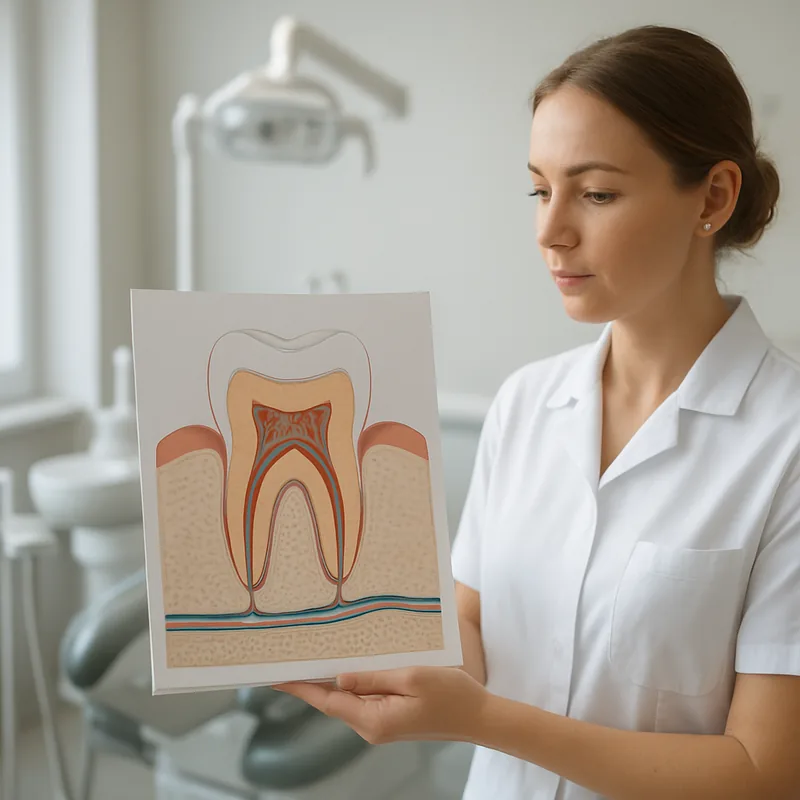 Schemă a tubulilor dentinari și a teoriei hidrodinamice care explică sensibilitatea după o obturație dentară