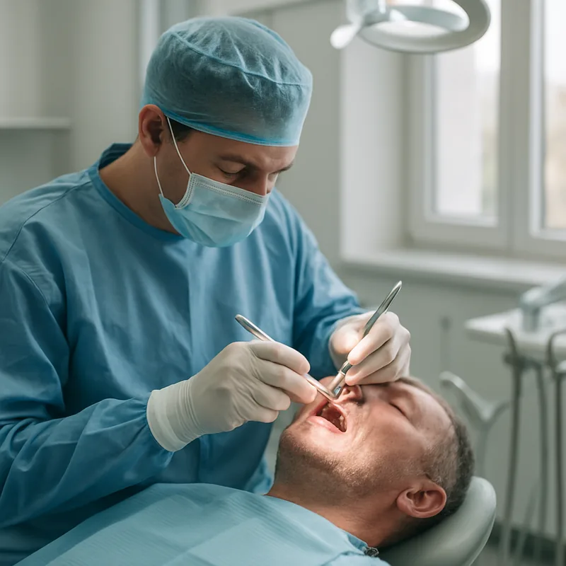 Sutura alveolei după extracția dentară la un pacient anticoagulat, cabinet de chirurgie orală cabinetul stomatologic