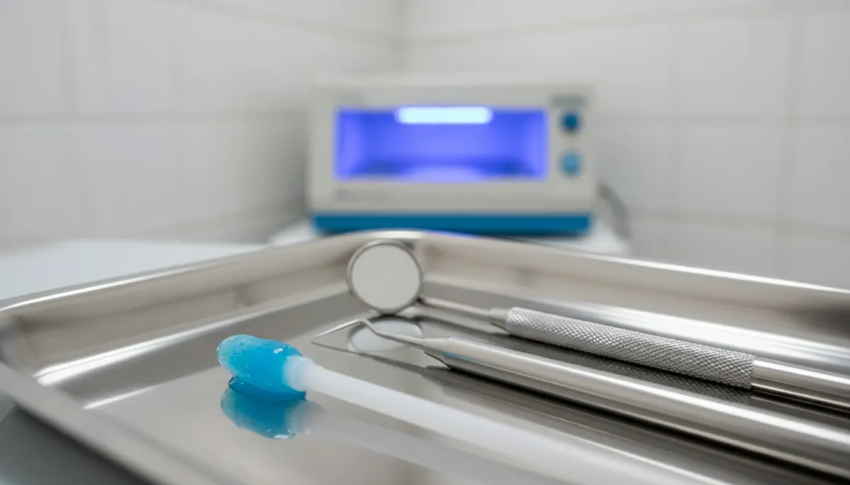 Detaliu clinic relevant pentru gingia inflamata la cabinet stomatologic
