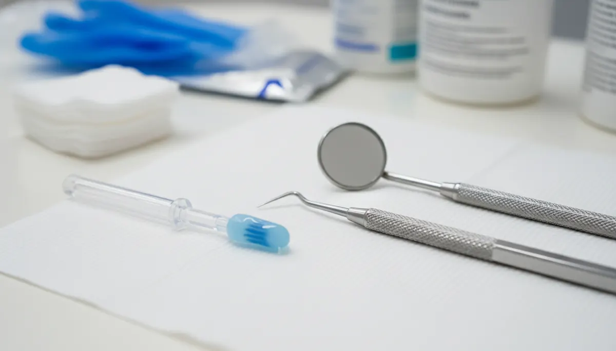 Detaliu clinic relevant pentru gingiile inflamate la cabinet stomatologic