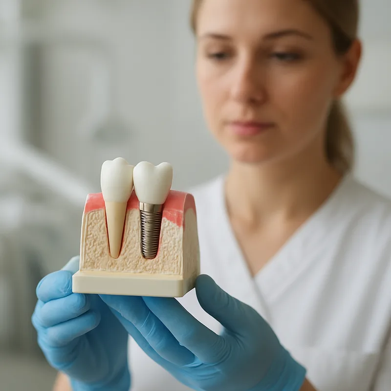 Comparație între mucozita peri-implantară și peri-implantită pe model de implant dentar cu os alveolar