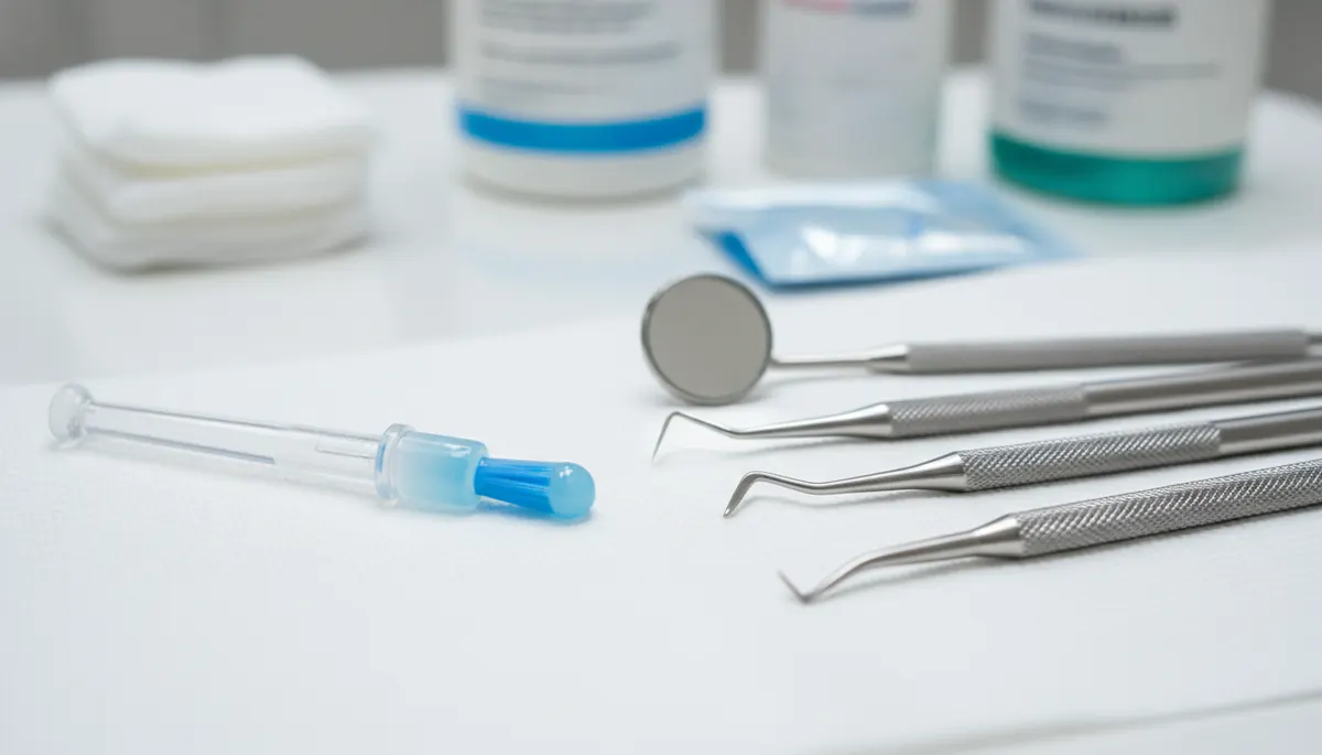 Detaliu clinic relevant pentru periaj profesional la cabinet stomatologic
