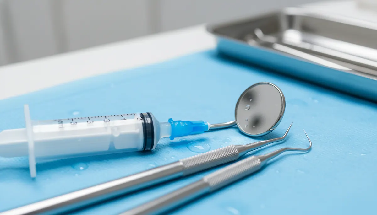 Detaliu clinic relevant pentru pungi de puroi pe gingie la cabinet stomatologic