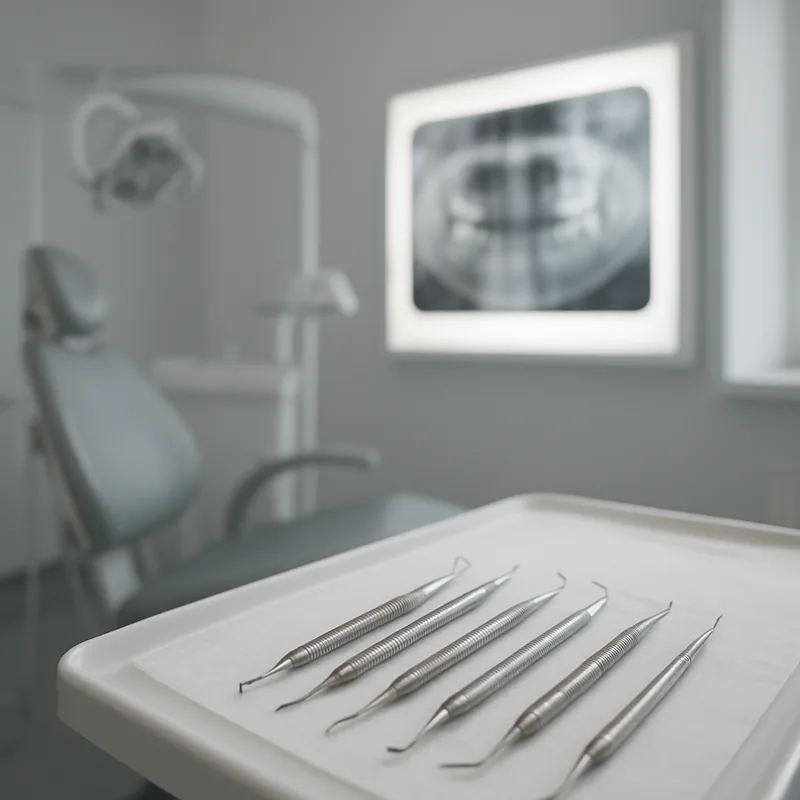 Instrumentar de endodonție și radiografie periapicală pe negatoscop în cabinetul