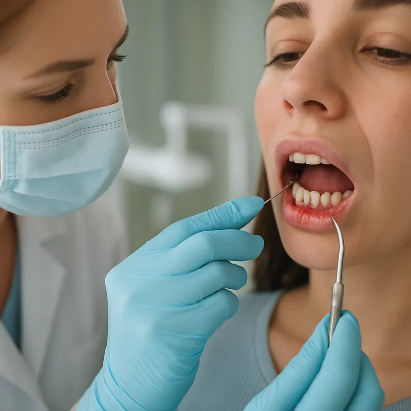 Gingie inflamată și sângerândă în gingivita de sarcină, aspect clinic la controlul parodontal